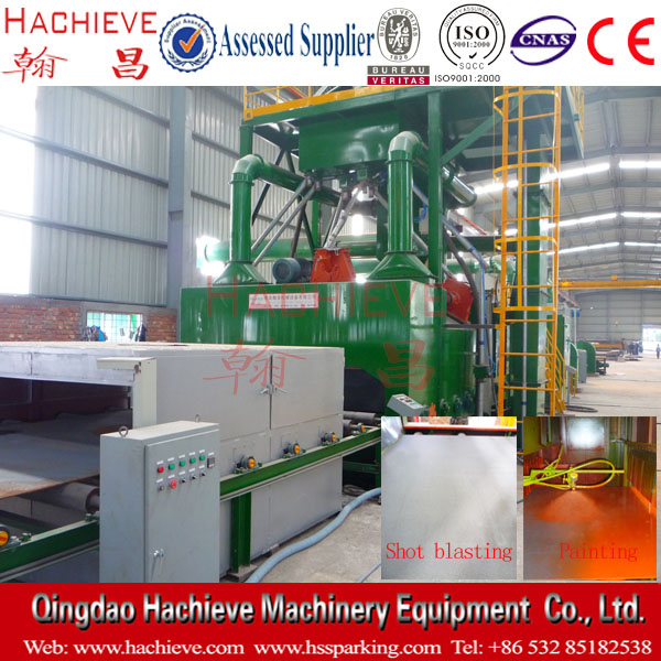 Steel plate shot blasting and painting line